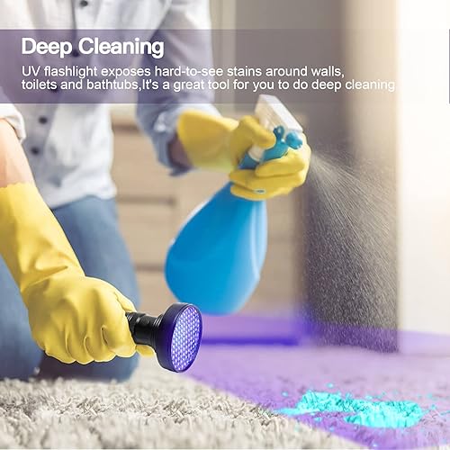 Miniatura 6 de ESCO LITE Linterna UV de luz negra, 100 luces LED negras para detección de orina de mascotas, linternas ultravioleta para orina de perro,