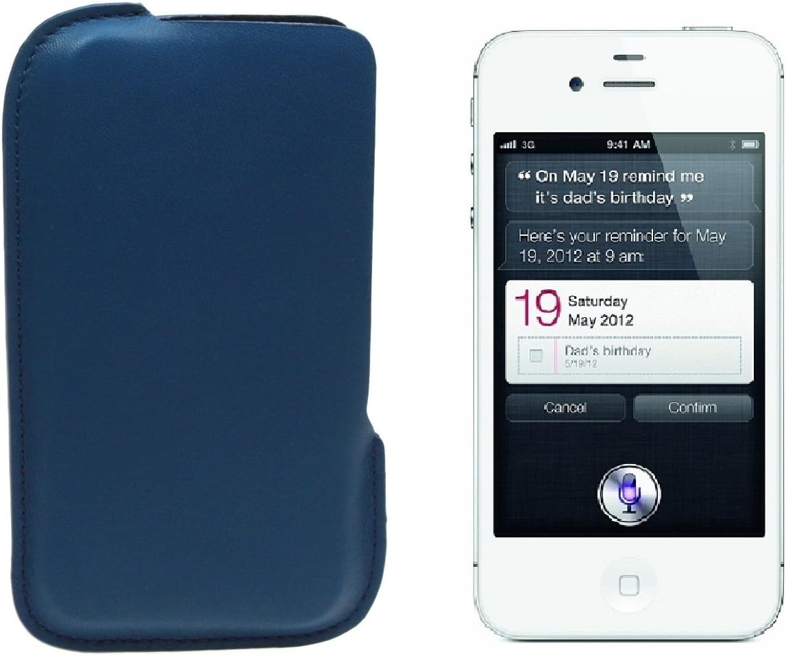 Lucrin ET1062S_VCLS_MRR for iPhone 4S, Side Opening Case, Smooth Cowhide Leather, Brown