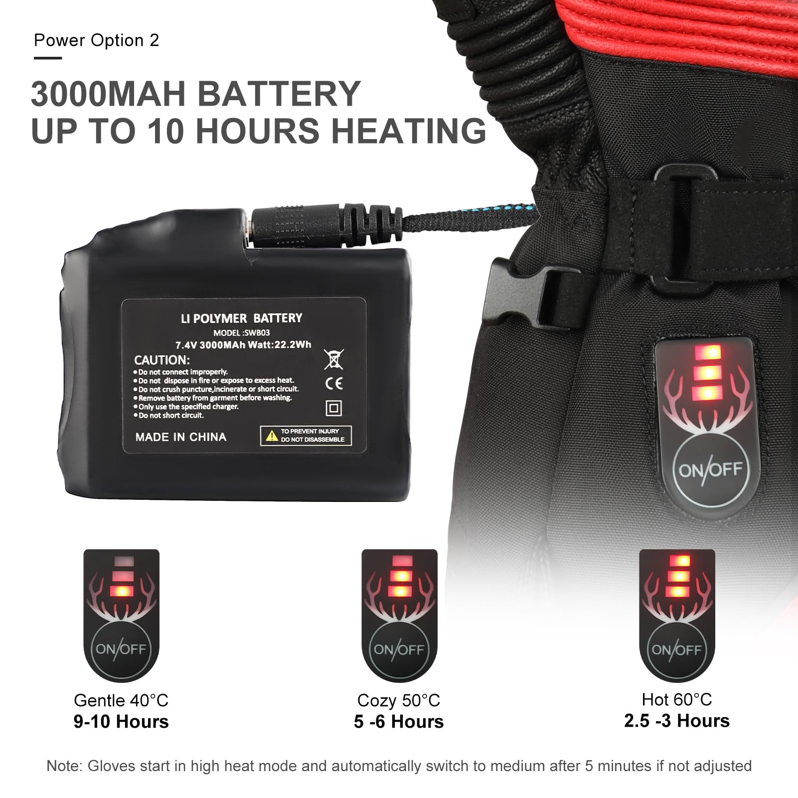 Podgrzewane rękawice motocyklowe, 7,4 V, 2200 mAh, elektryczne, akumulatorowe, wodoodporne rękawiczki do jazdy konnej, dla mężczyzn i kobiet, na zimę, kolarstwo, narciarstwo, izolowane rękawiczki