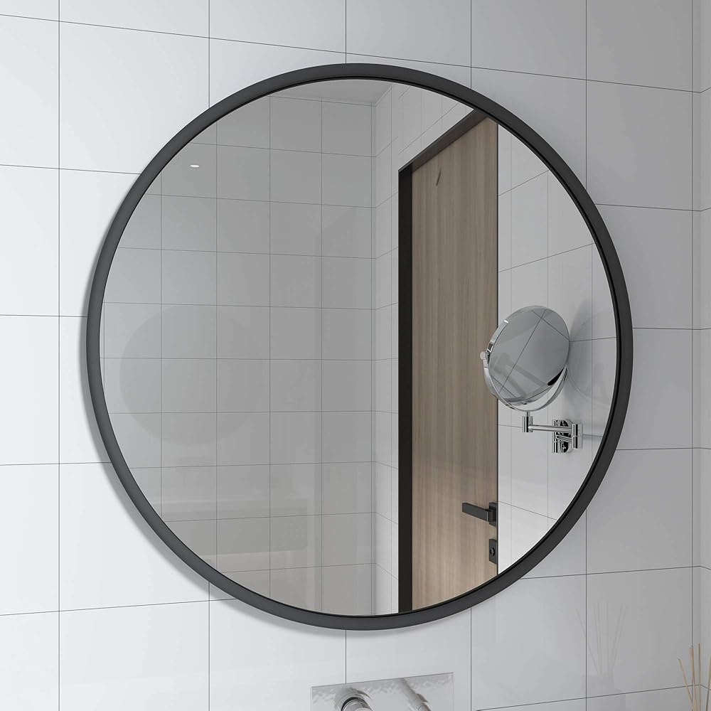 14/mo Finance Black Round Bathroom Mirrors 30X30 Circle Metal Frame Wall Mirror Buy Now