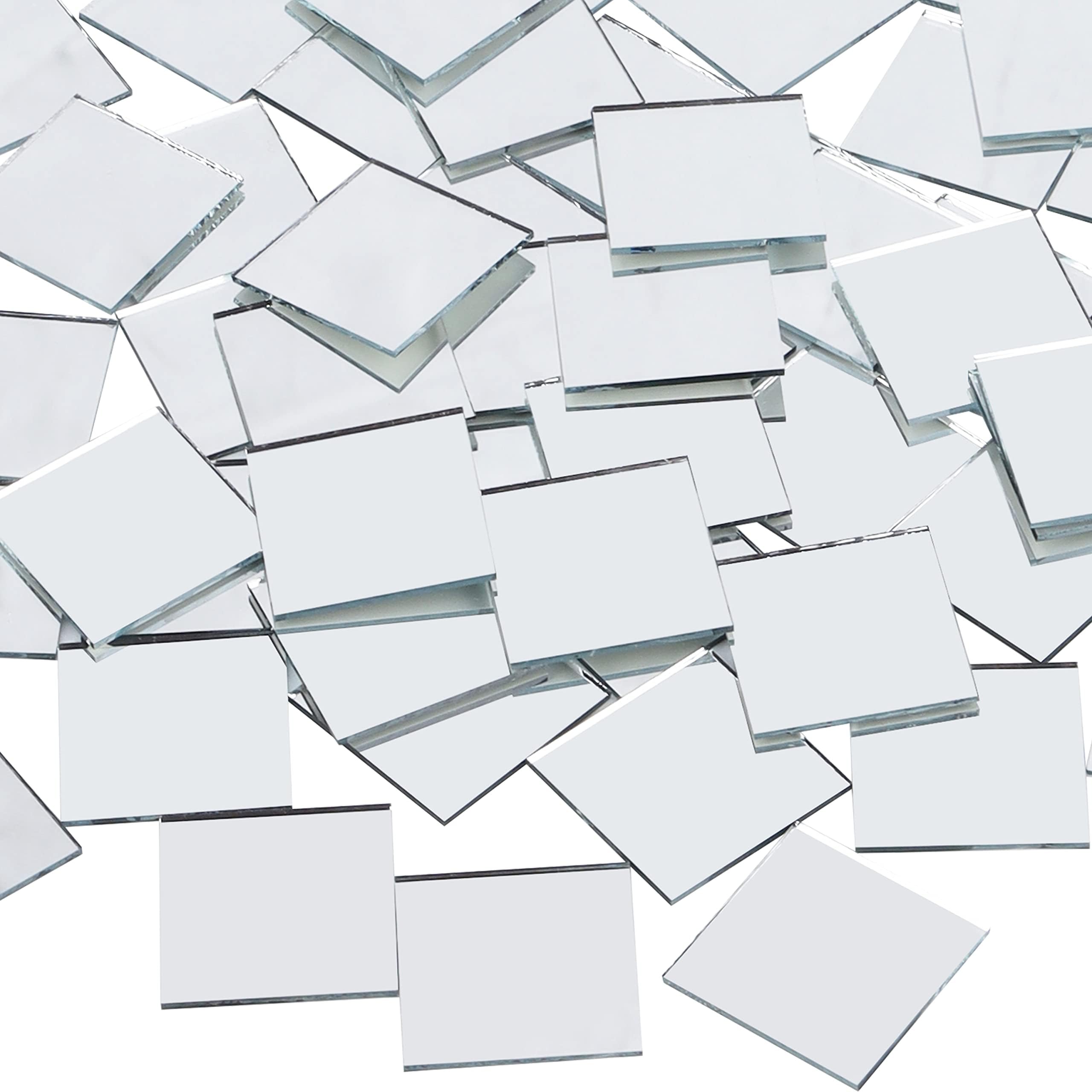 BELLE VOUS 120 Pack Square Mirror Tiles - 2.5 x 2.5cm / 0.98 X 0.98 inch - Mirror Glass Tiles for DIY Projects, Wall, Crafts & Home Decoration - Mosaic Decor Mirrors for Living Room & Bedroom