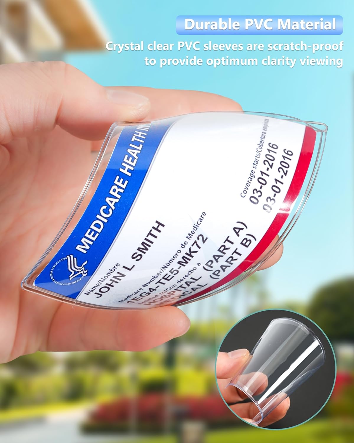 6 Pack New Medicare Card Holder Protector Sleeves，12Mil Clear PVC Waterproof Medical/Credit Card, Business/Social Security Card Protector image 4