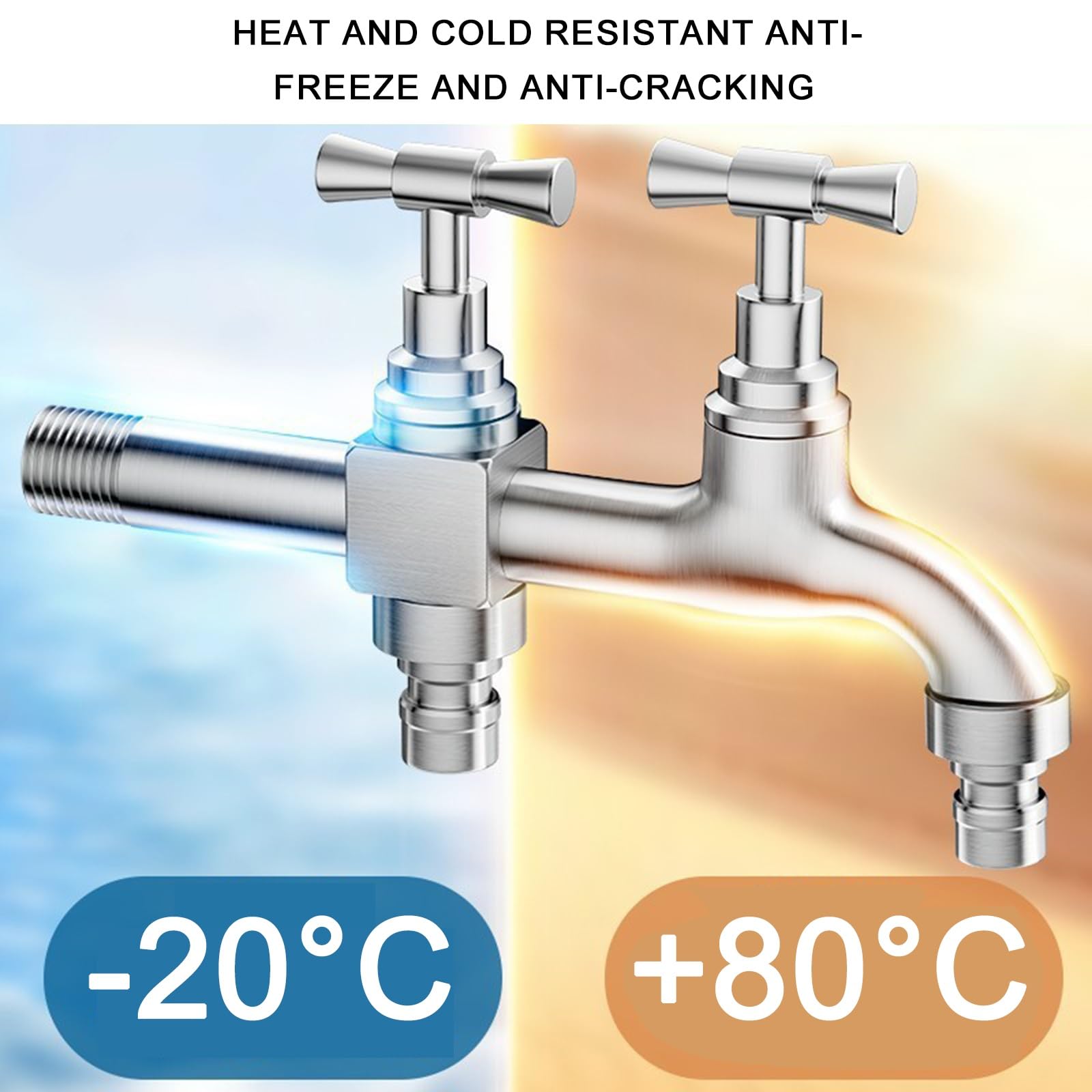 Robinet Exterieur Jardin à Double Contrôle à Ouverture Lente, Robinet Jardin Allongé en Acier Inoxydable, Robinets de Jardin avec Becs de Lavage et de Lavage de Voiture(20cm/7.9in)