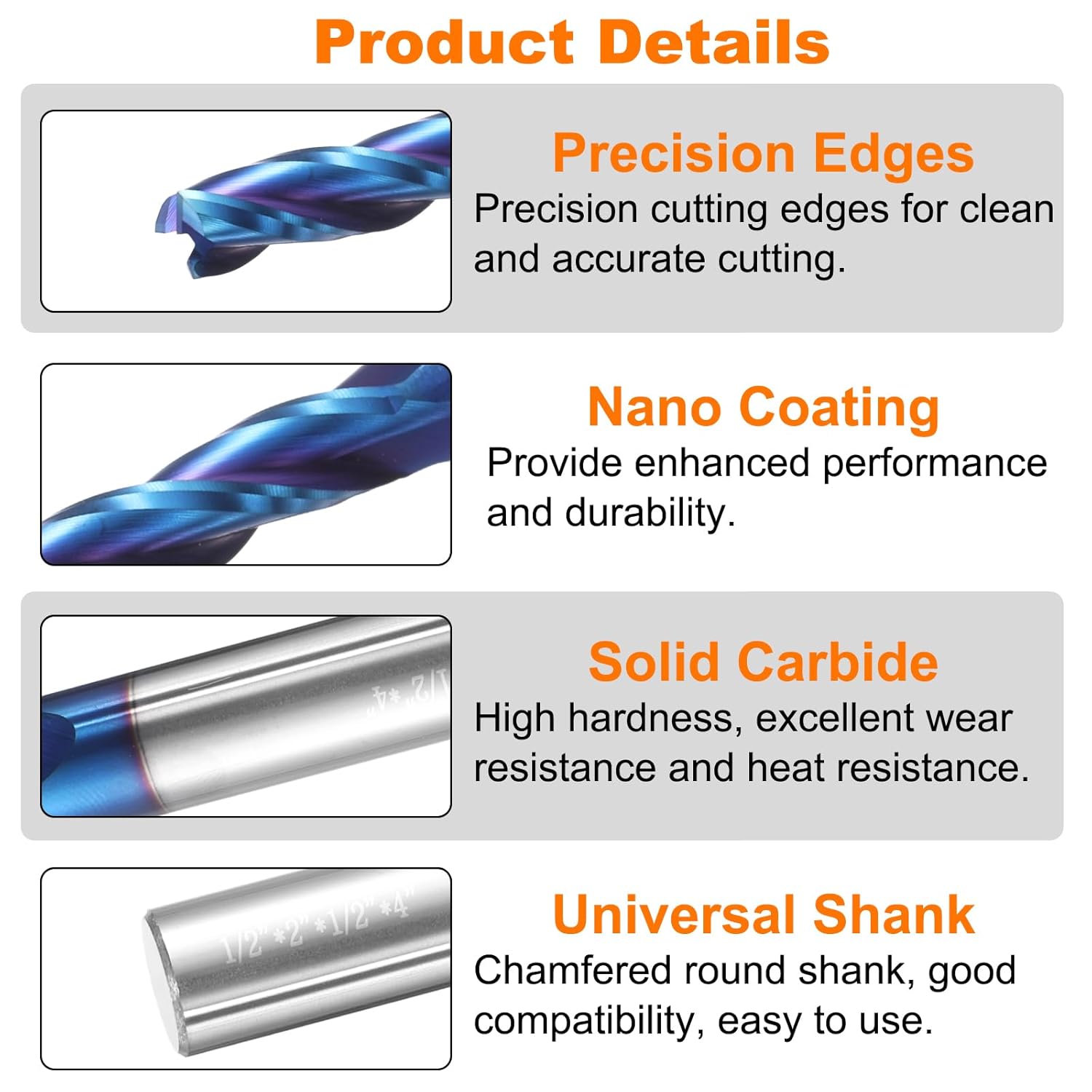 HARFINGTON Spiral Router Bit 3/16" Cut Dia 1 Flute Up Cut Nano Blue Coated End Mill Bits Milling Cutter for Wood (1/4" Shank 3/4" Cut Length 2" Long 30 Degree Helix HRC44-46)