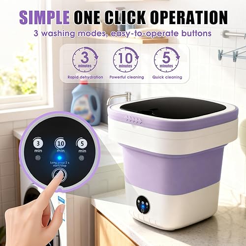 Miniatura 5 de Lavadora portátil de 16 L, mini lavadora de lavandería, 3 modos con cesta giratoria, máquina de lavandería, profundidad de limpieza, ropa interior,