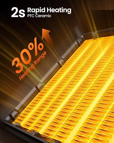 Miniatura 2 de Calentadores de espacio pequeño para uso en interiores, mini ventilador eléctrico portátil con termostato y control remoto, pantalla táctil LED,