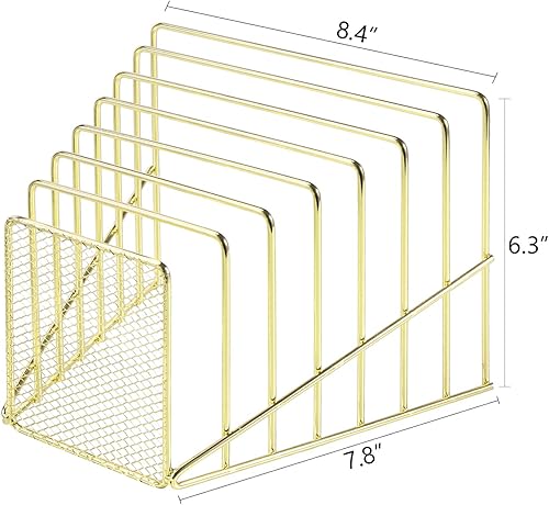 Miniatura 7 de Simmer Stone Clasificador de archivos inclinado, soporte de 7 ranuras para cartas, documentos, carpetas y libros, estante organizador de escritorio