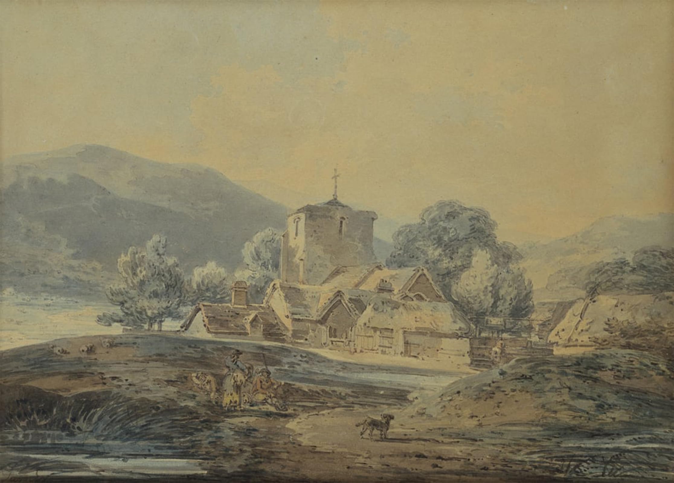 POSTERIIk Vintage Classic Picture Landscape Artwork a Country Village Church by Mallord William Turner Portrait Canvas Painting for Office Home Decor 60x90cm