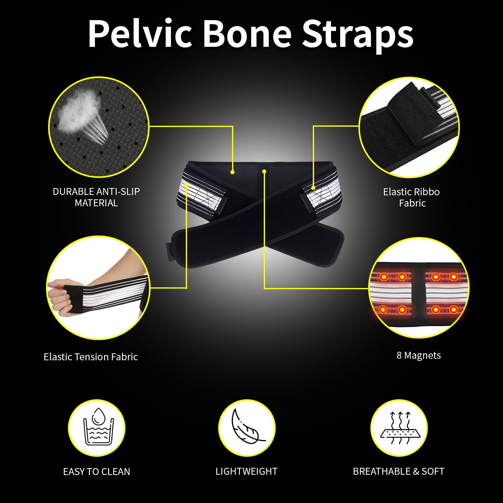 Cinturón de Soporte Sacroilíaco, Cinturón de Alivio del Dolor de Espalda, Transpirable Antideslizante Faja Lumbar para Hombres y Mujeres, Cinturon Pelvico (Medium)