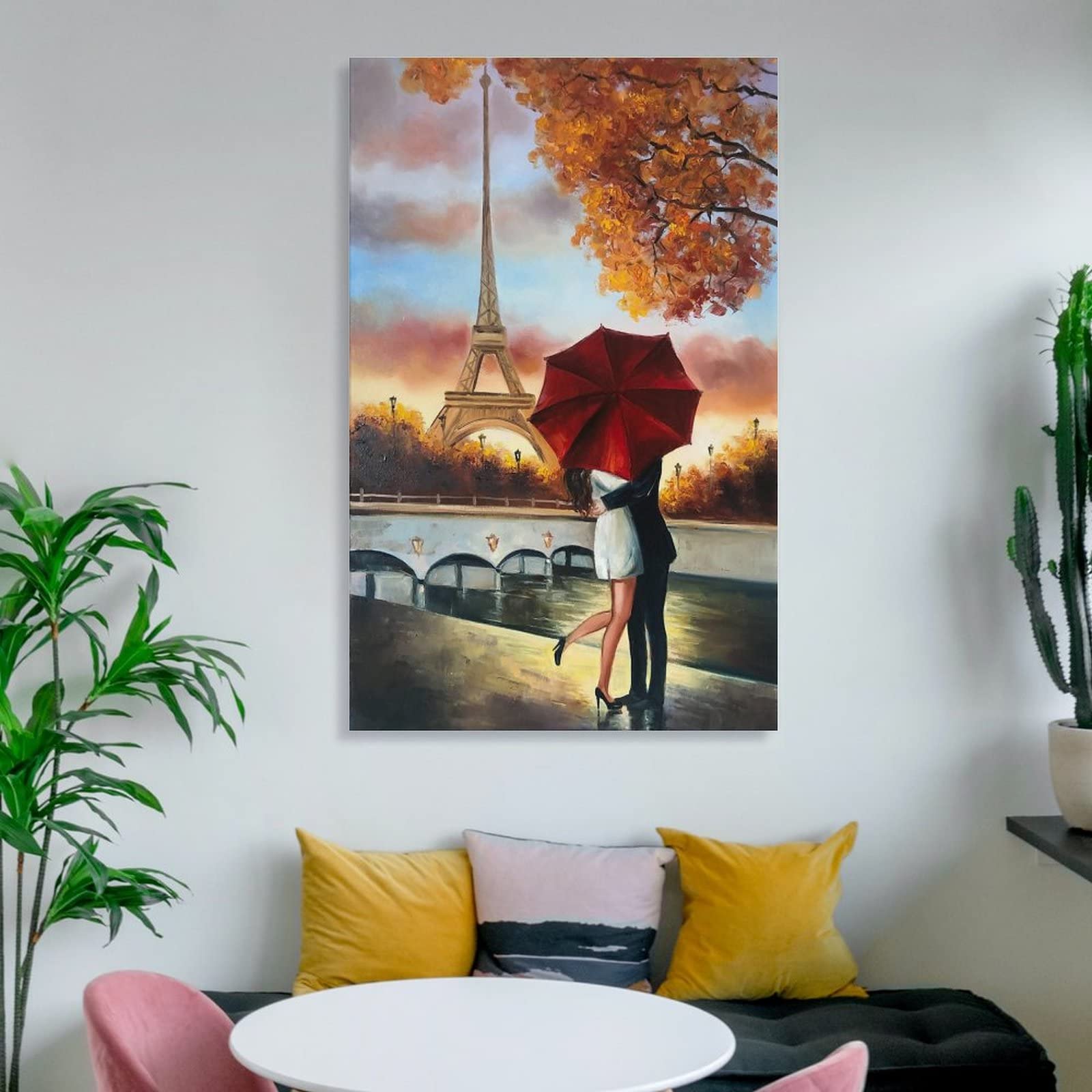 Une Peinture D'un Couple Qui S'embrasse. | Photo Premium