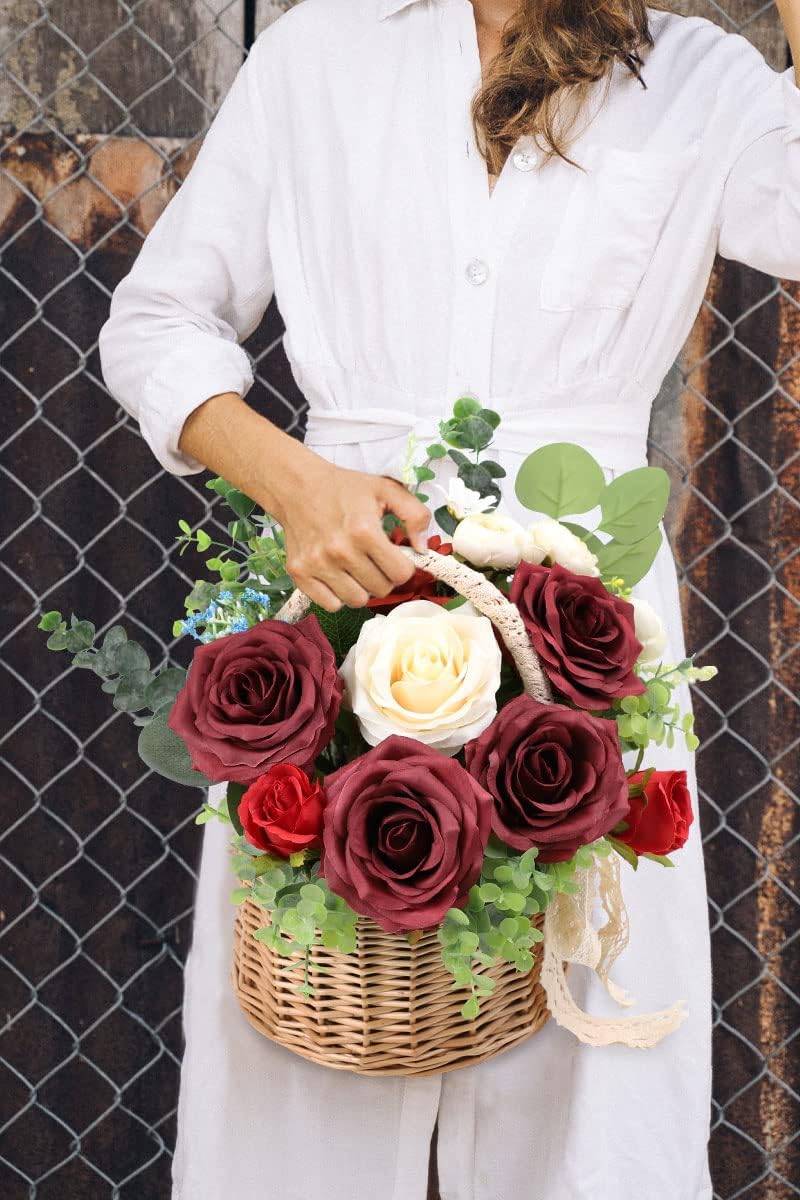 LVEFIT Artificial Rose Flower Burgundy Rose Flower Silk Flowers 12 pcs with Long Stem Silk Roses Bouquet for Wedding Bridal Shower Party Home Decoration - Image 6