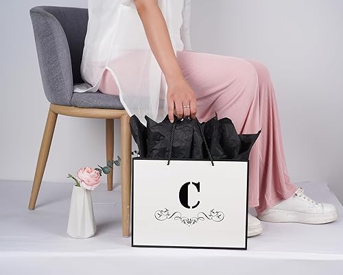 Miniatura 4 de ysmile Bolsa de regalo de letras con papel de envoltura para hombres, mujeres, niños y niñas, bolsa de papel grande de 12 pulgadas para cumpleaños,