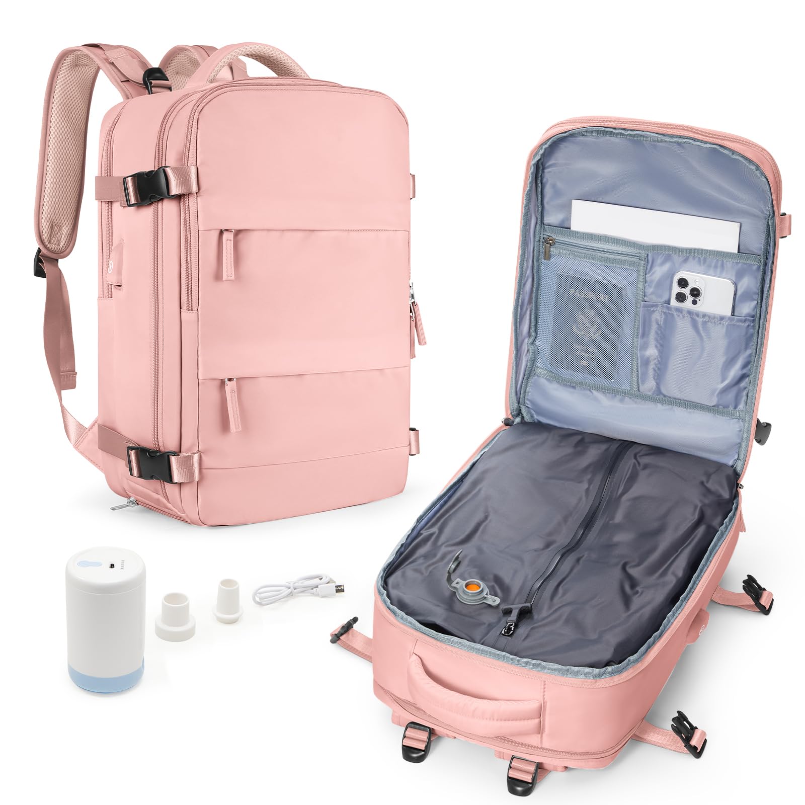 wepadre Vacuum Travel Backpack with Pump Travel Backpack with Vacuum System Easy Vac Pack Backpacks Vacpack Compression Backpacks Mochila de Viaje