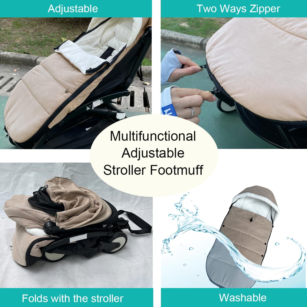 Uniwersalny podnóżek do wózka dziecięcego Babyzen YOYO/YOYO2 & Bugaboo, wodoodporny spód z tkaniny, łatwy do czyszczenia, ciepły pokrowiec na stopy do wózków dziecięcych