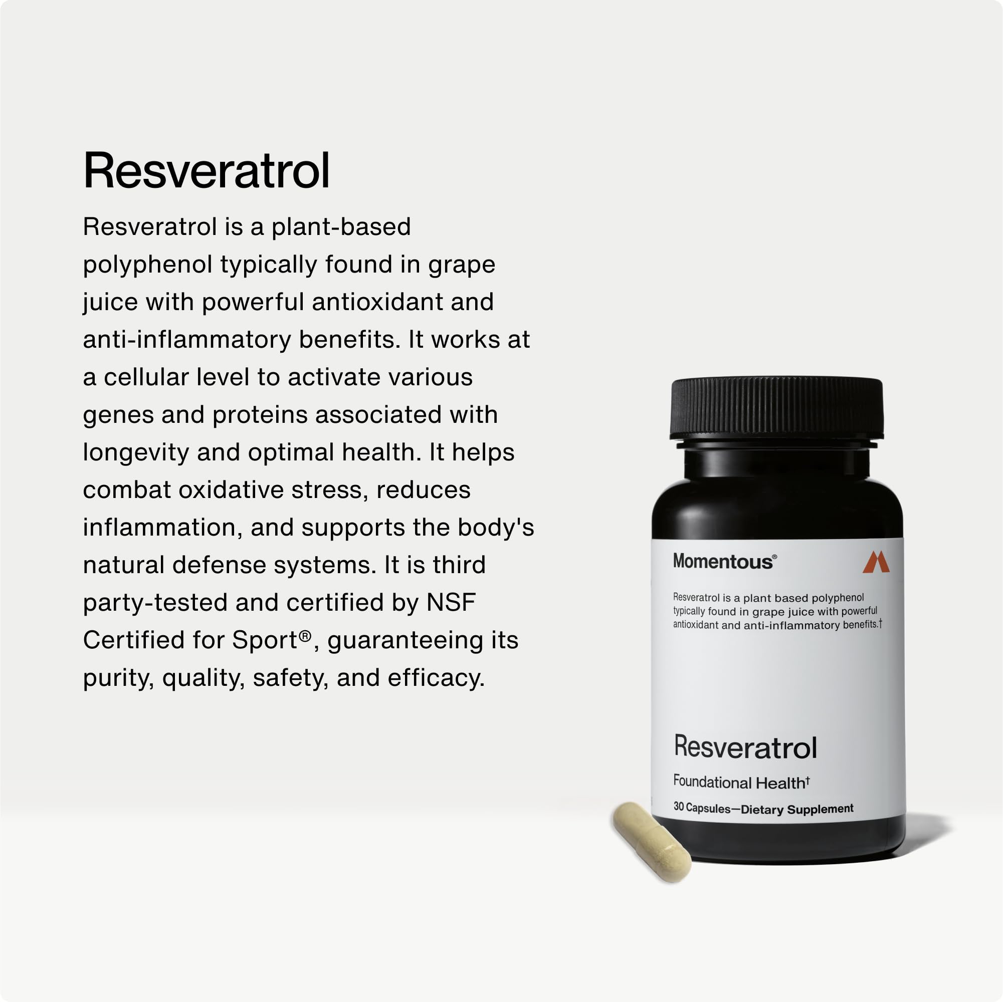Momentous Trans-Resveratrol Supplement, Healthy Aging, 450mg per Serving — Amazon image 2