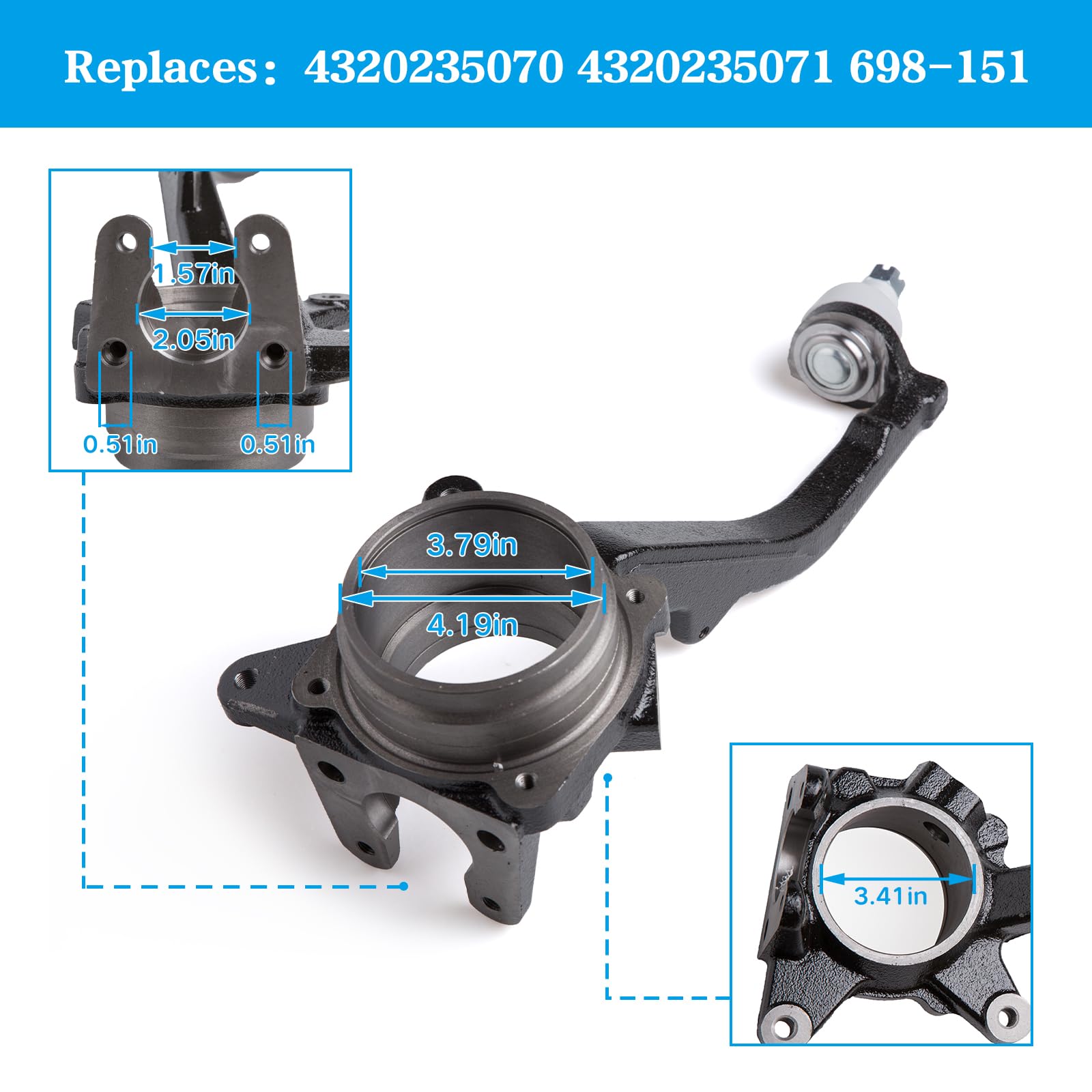 Amazon.com: Tykick Front Steering Knuckle Spindle Left Side for