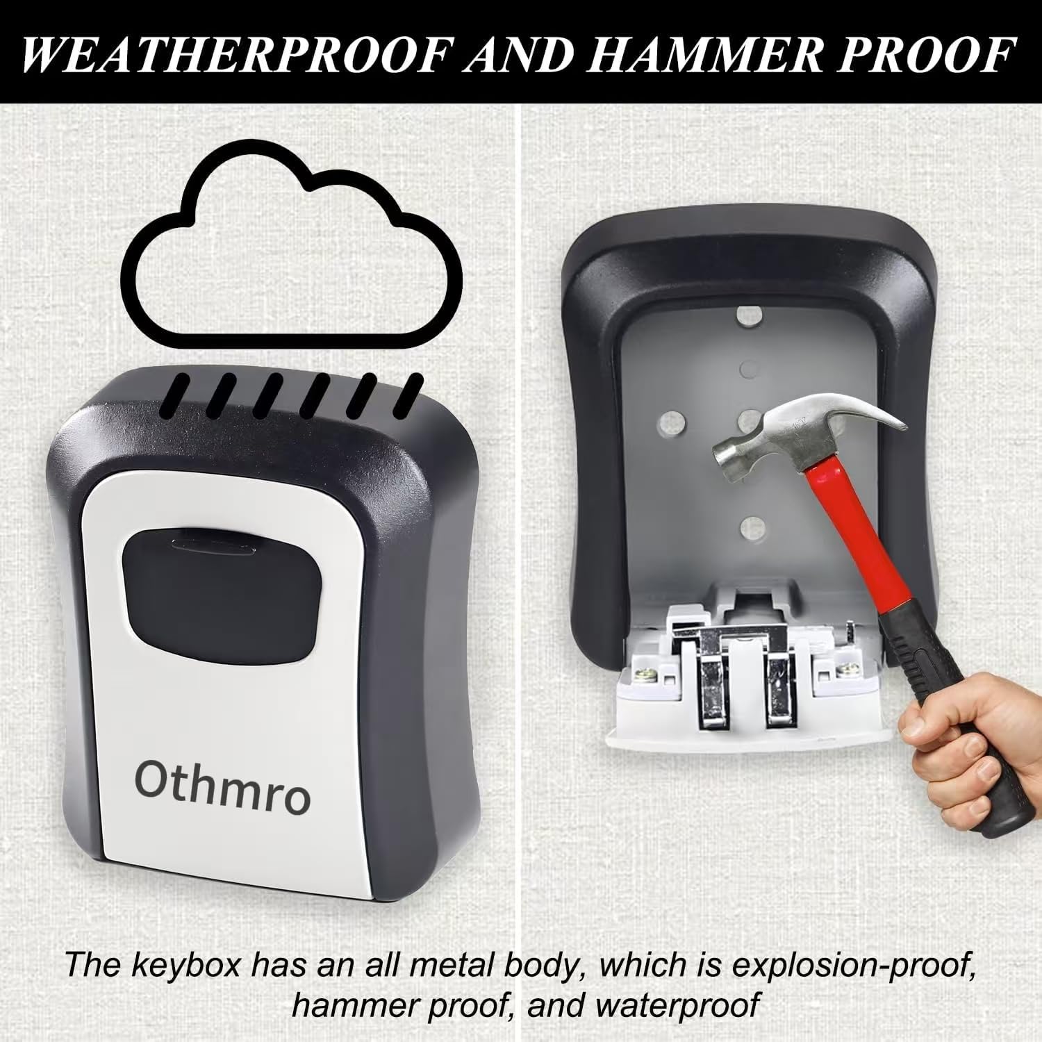 Othmro Key Safe Wall Mounted, Key Safe Box Outdoor All Metal Security Key Cabinet - Image 3