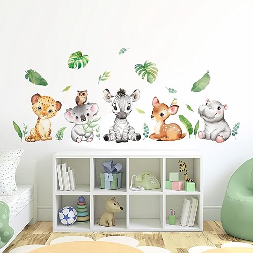Miniatura 9 de Tanlaby Calcomanías de pared de animales de la selva, calcomanías de pared de animales de bosque, cebra, bosque, despegar y pegar, calcomanías