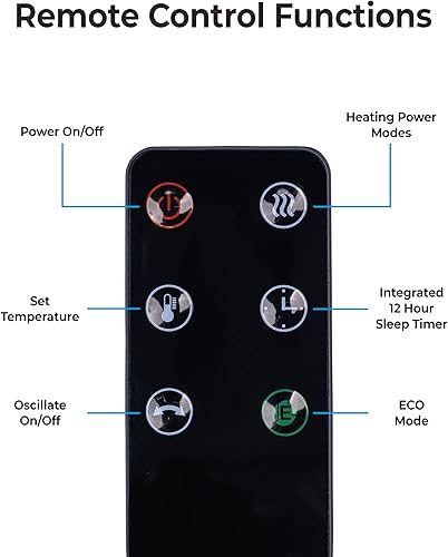Miniatura 7 de Comfort Zone Calentador de espacio de torre de 30 pulgadas, 1500 W750 W, control remoto, termostato LCD digital y temporizador, oscilación de 50, 4