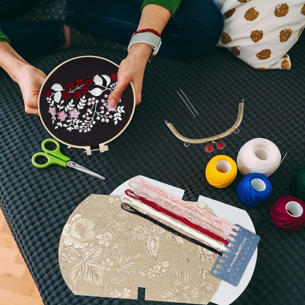 Amazon | WADORN 刺繍 小銭入れ 手作り キット 花柄 刺繍 バッグ