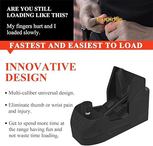 Miniatura 13 de Ludex - Cargador universal de velocidad de cargador para cargadores de pila individual y doble de 0.40S y W .45ACP .357Sig .380ACP 1911. Beige