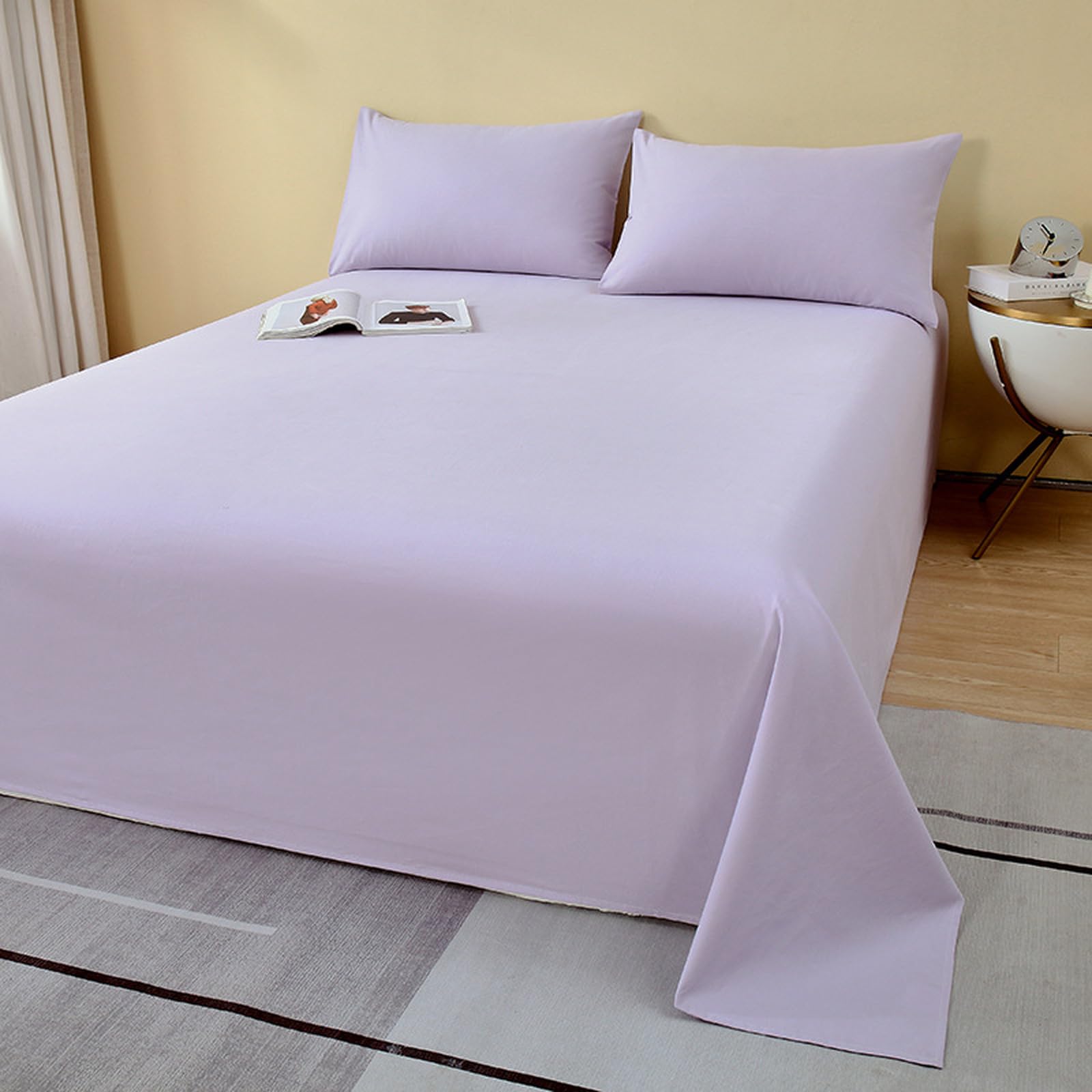 Bettlaken ohne Gummizug,200x230cm,Hellviolett,Baumwolle, auch für Abdeckungen/Tischdecken/Sommerlaken zum zudecken