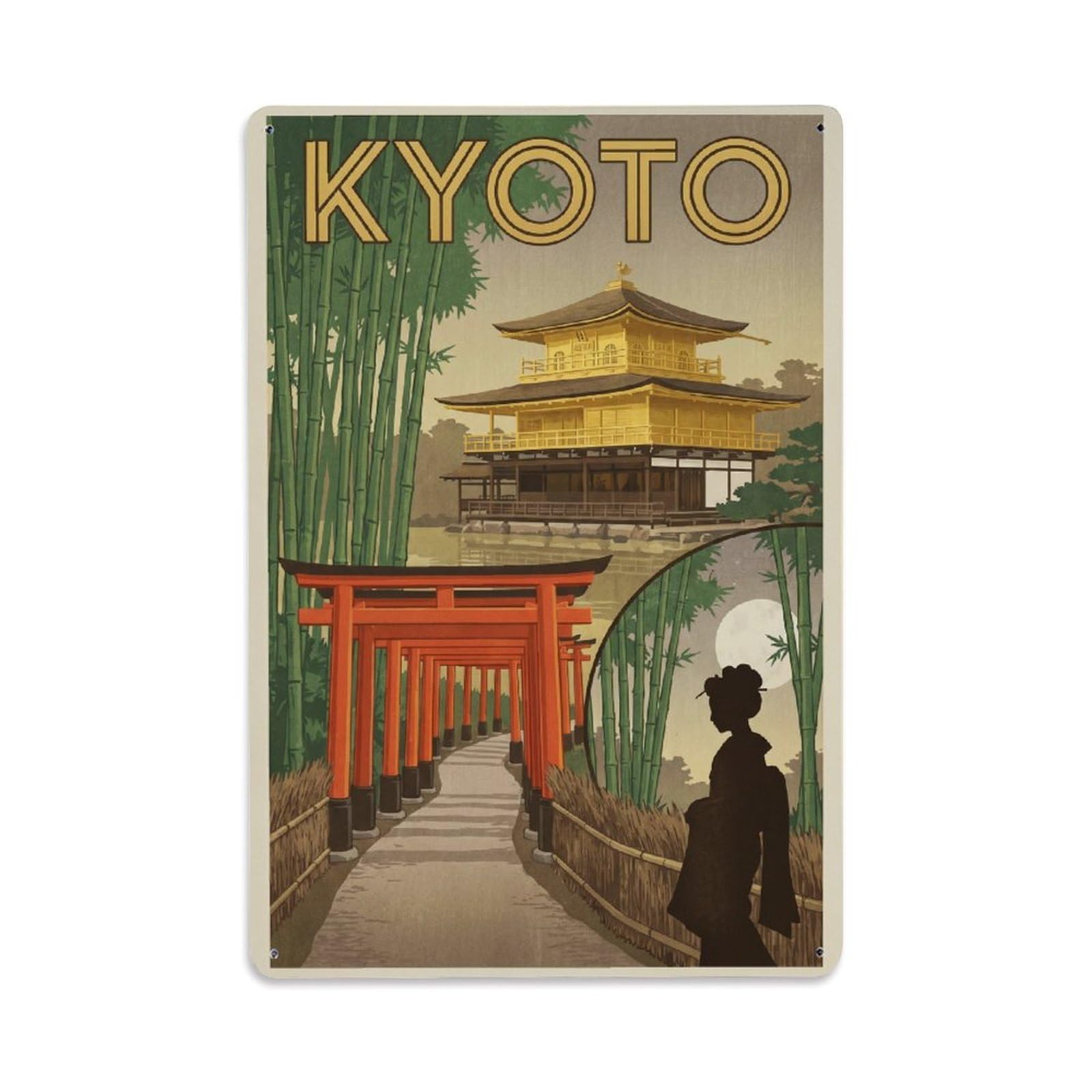 Gead 8X12inch Style Japan Kyoto Retro Travel Metal Tin Sign