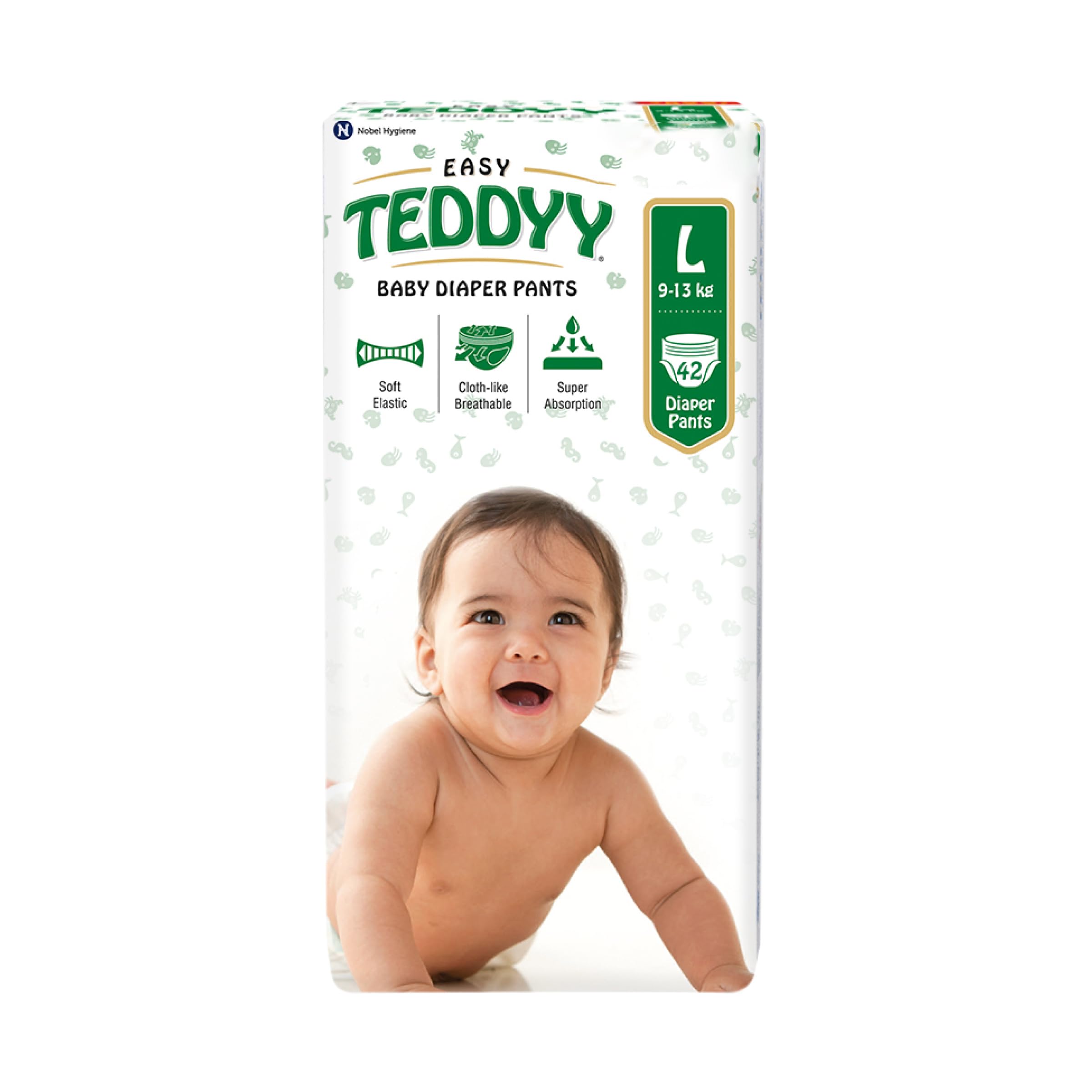 TEDDYY Baby Easy Large Diaper Pants 42 Count (Pack of 1), 9-14 kgs, 12 hrs Leak Protection, Anti - Bacterial-image-37