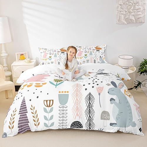 Vista 17 de Funda de edredón de zorro individual, funda de edredón de zorro de dibujos animados, búho de zorro bosque, juego de ropa de cama para niños, Multi 07