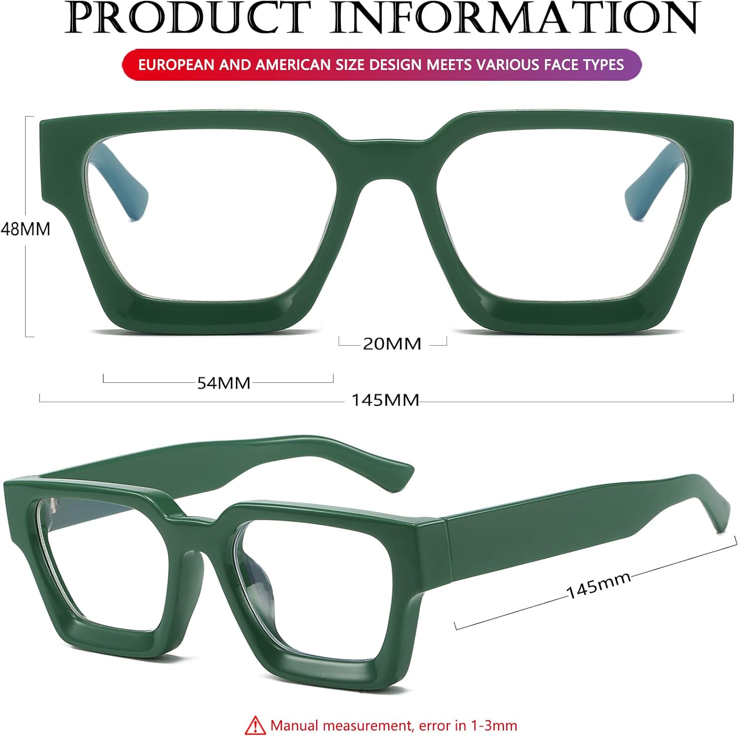 AIEYEZO Square Thick Frame Glasses for Women Men Fashion Blue Light Glasses Trendy Chic Computer Eyeglasses - Image 5