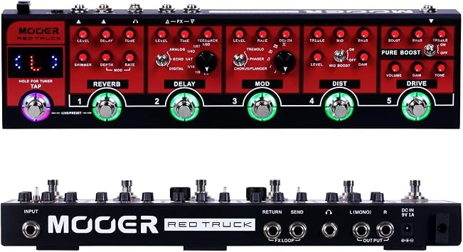 MOOER Red Truck مجموعة تأثيرات متعددة، صندوق دواسة متعدد التأثيرات، لوحة دواسة تأثيرات الجيتار التقليدية