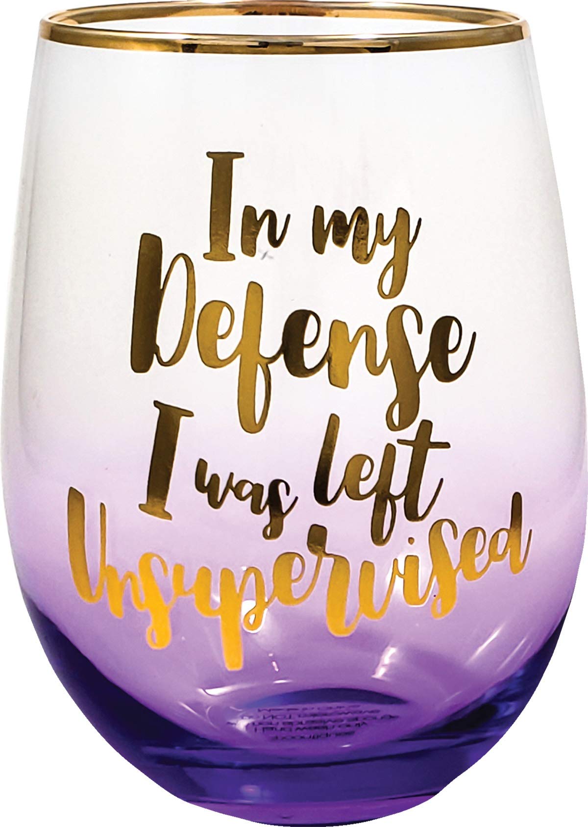 Spoontiques 21719 in My Defense Stemless Glass, Purple