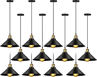 Retisee 12 Pcs Industrial Pendant Light Vintage Metal E26 Base Hanging L...
