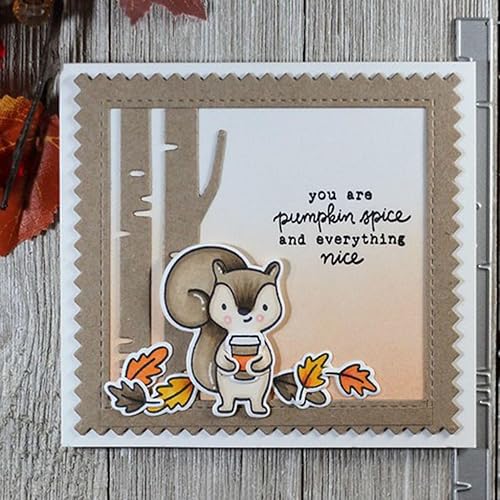 Miniatura 5 de Juego de sellos y troqueles de saludo de otoño para hacer tarjetas, sellos transparentes y troqueles de corte de metal para álbumes de recortes