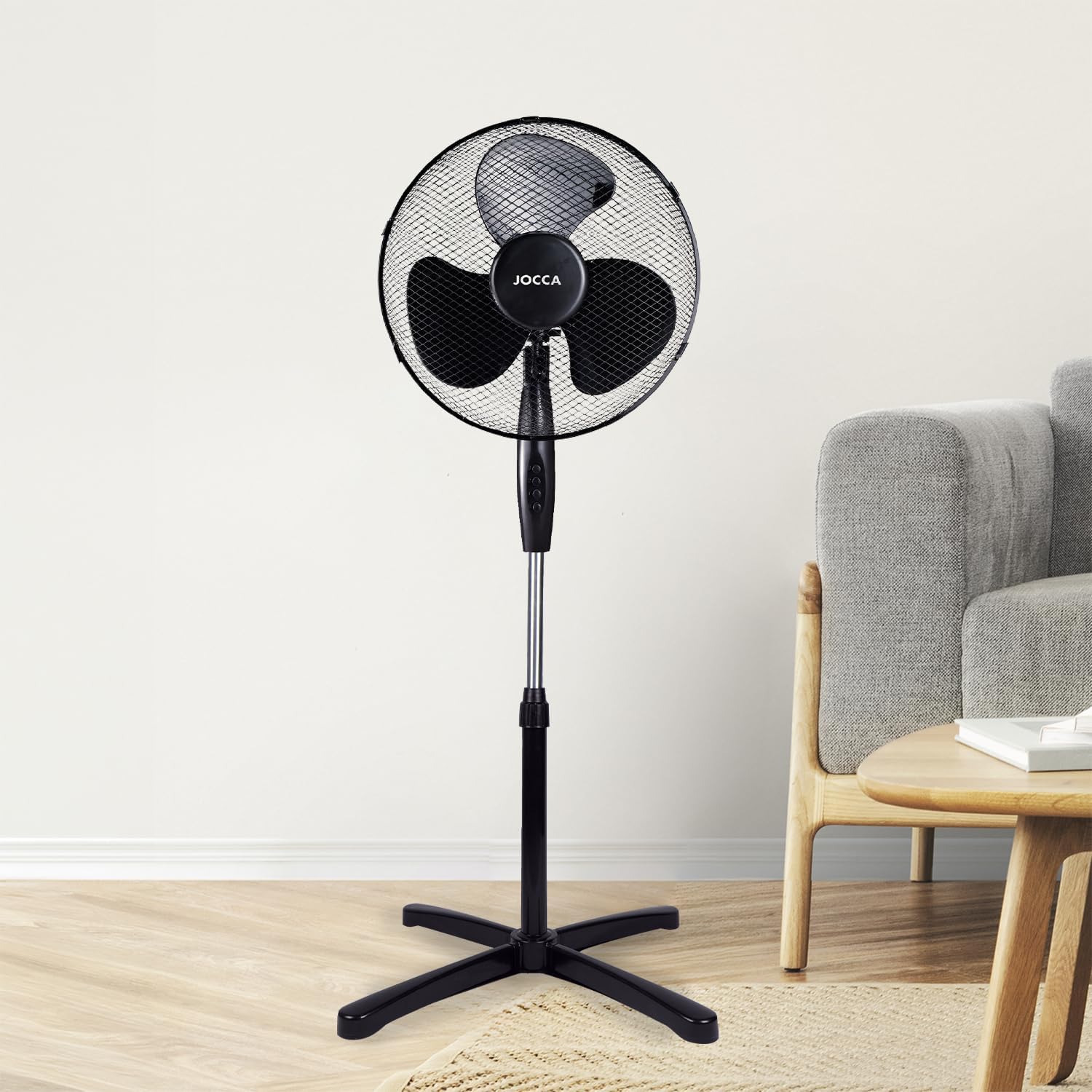 Standventilator 40 cm mit 3 Geschwindigkeitsstufen | 90º Oszillation | Neigbarer Kopf | Höhenverstellbar | 40W Energieverbrauch | Leiser Betrieb 52,6 dB | Praktisches Design für Zuhause und Büro