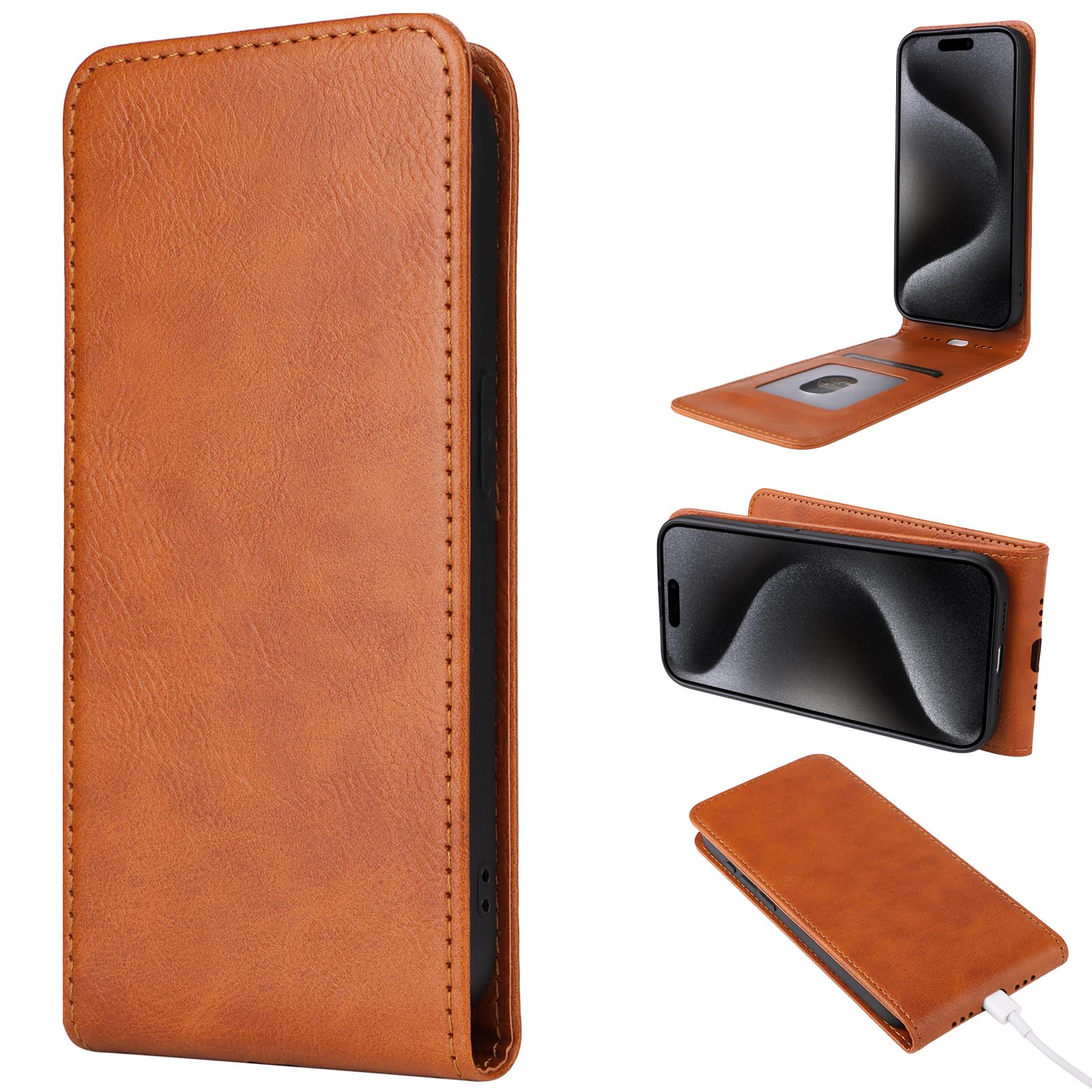 Custodia A Portafoglio In PU Con Chiusura Magnetica Per Honor X8c 4G – Antishock, Con Slot Porta Carte E Cavalletto, Marrone Chiaro