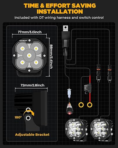 Miniatura 8 de Auxbeam Hyperspot - Cápsulas de luz de 3 pulgadas, 80 W, serie X-PRO 9600 lúmenes, barra de luz LED súper brillante, cubos LED, cubiertas blancas