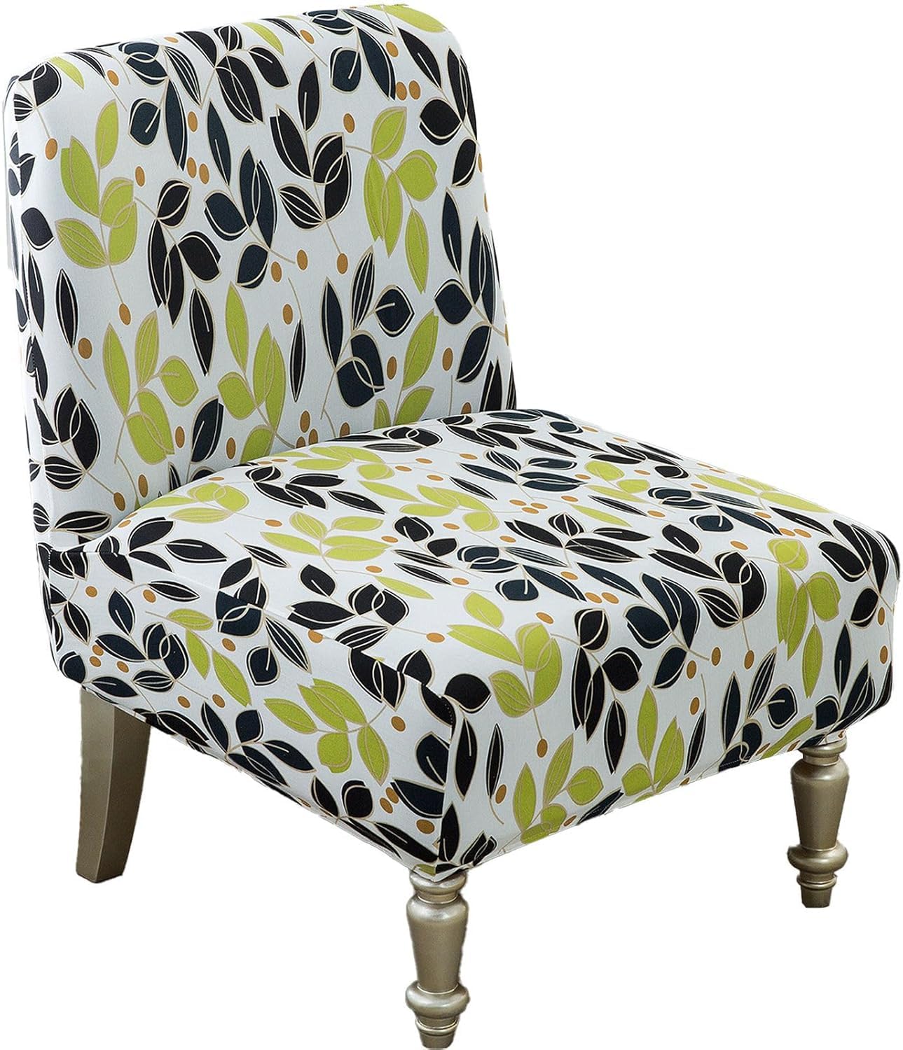 HACLEN Printing Armless Accent Chair Cover, Stretch Spandex Armless Chair Slipcover Washable Slipper Chair Protector Non Slip for Living Room (11,1 pcs)