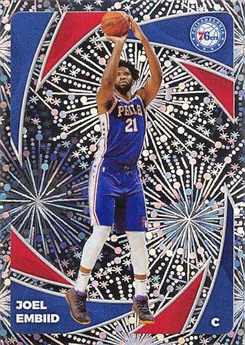 2020-21 Panini Stickers #264 Joel Embiid FOIL/Star Player Official NBA Basketball Album Sticker Measuring 2.75 inch tall X 2 inches wide in Raw (NM