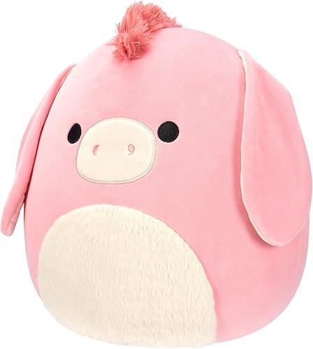 Miniatura 2 de Squishmallows Burro rosa Maudie original de 12 pulgadas con vientre blanco mullido - Peluche oficial de Jazwares
