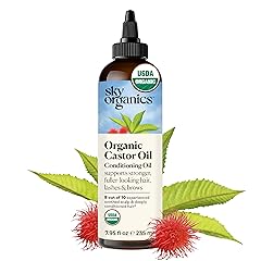 Sky Organics - Castor Oil Organic - Volumizing Hair Oil - Scalp, Lashes, Brows - Pure Castor Oil Cold Pressed - Natural Conditioner - Omega Fatty Acids, Vegan - Beauty, Hair Care - w ebook
