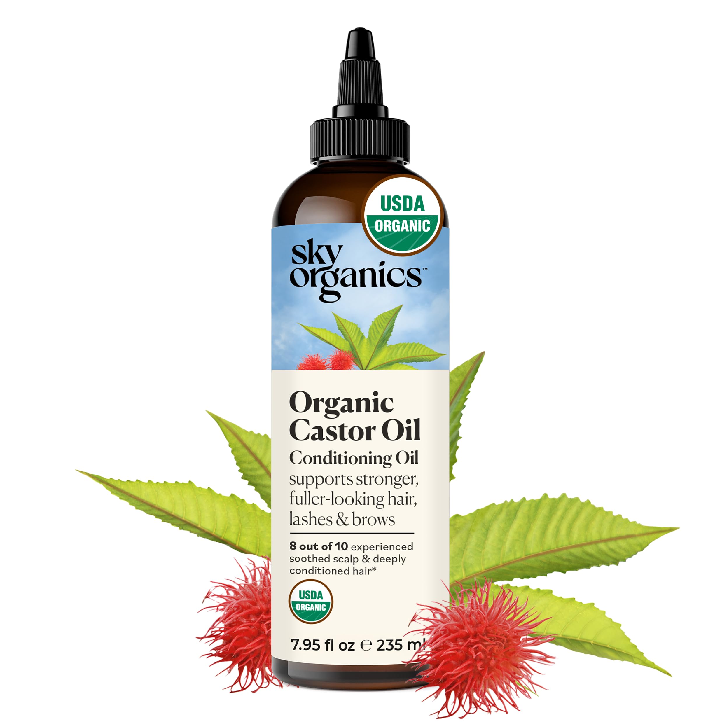 Sky OrganicsCastor Oil - USDA Certified Organic Hair Oil for Hair Growth, Skin, Face, Eyelashes - Cold Pressed & Hexane Free - Pure Organic Castor Oil Pack Wrap - Carrier & Hair Treatment OilUSDA Organic