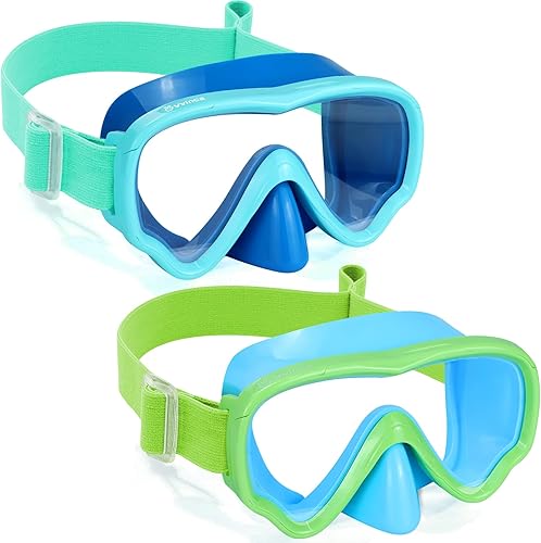 Miniatura 9 de Vvinca Gafas de natación para niños con cubierta para la nariz, máscara de buceo, correa de tela antivaho anti roturas para niños de 3 a 15 años