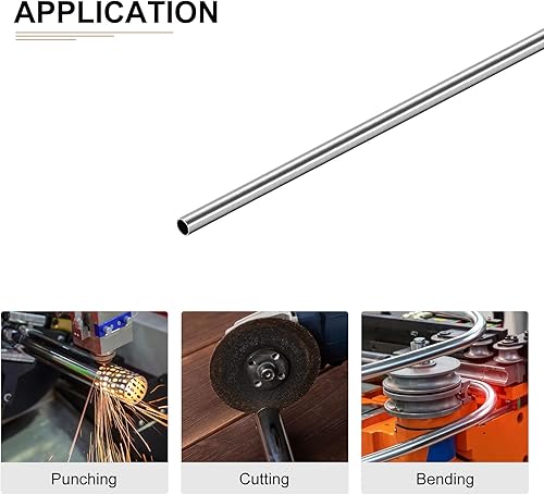 Miniatura 4 de DTGN Tubo de acero inoxidable 304 de 0.118in x 0.008in x 9.843in (ODxWall TxL) - 1 unidad, bueno para equipos de maquinaria - Tubo de metal pulido