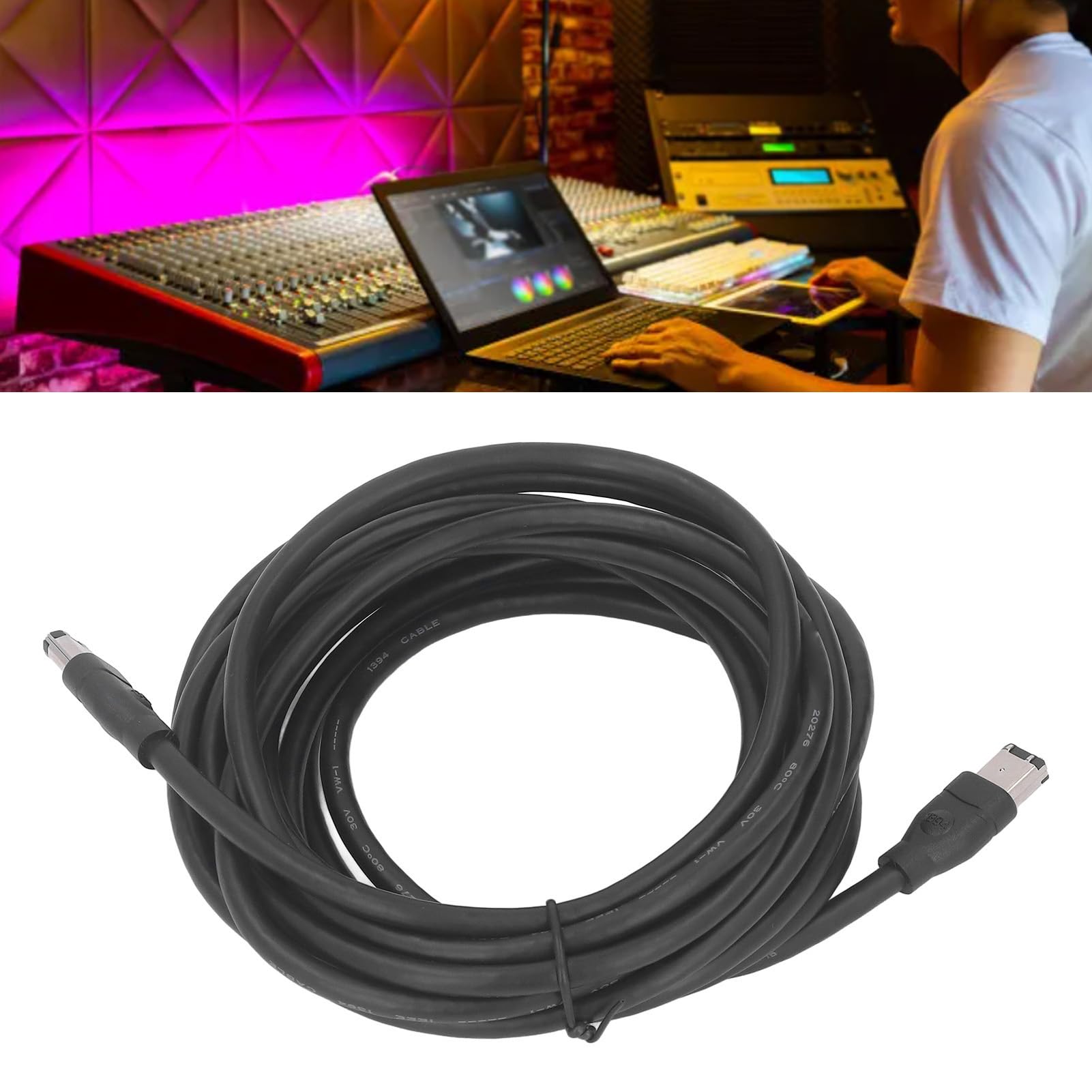 Cuifati Cable Firewire DV, Cable Firewire Premium de Alta Velocidad, 6 Pines Macho a 6 Pines Macho IEEE1394 Cable Firewire para Videocámara Cámara Digital Impresora 14.8 Pies