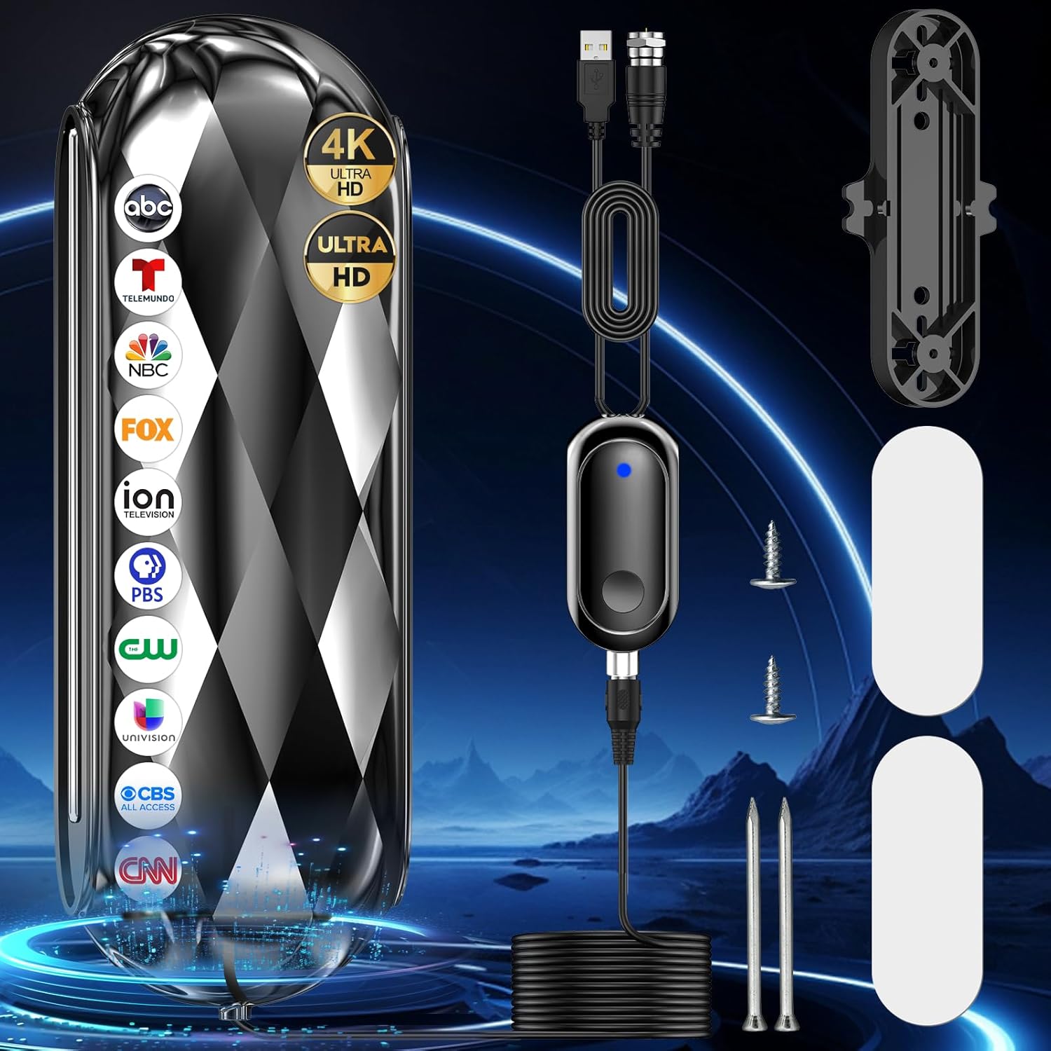 2900+ Miles Long Range TV Antenna,Digital Antenna Smart Tv Indoor Outdoor with Strongest Amplifier Signal Booster, HDTV Antennas for Local Channel No Cable