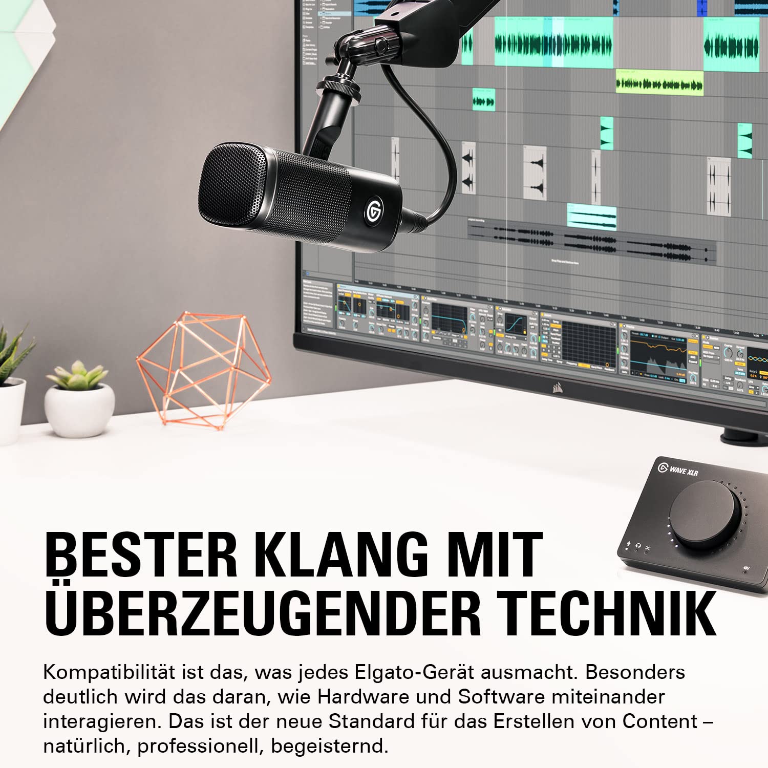 Elgato XLR-Paket Dynamisches Mikro USB-C-Audiomixer Nierenförmige Mikrofonkapsel für Podcasting Streaming Broadcasting