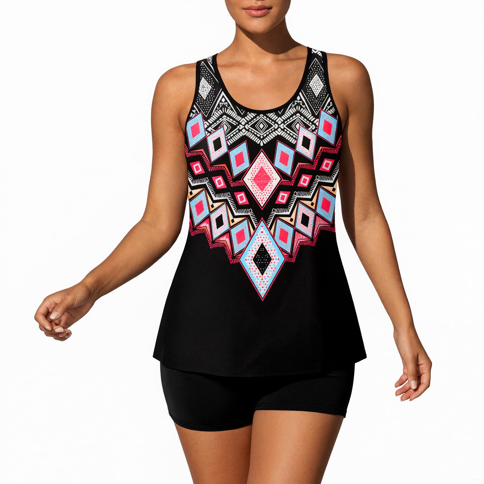 Tankini Mujer Bandeau Deportivo 2 Piezas Curvy Swimsuit Reductor con Relleno Playa