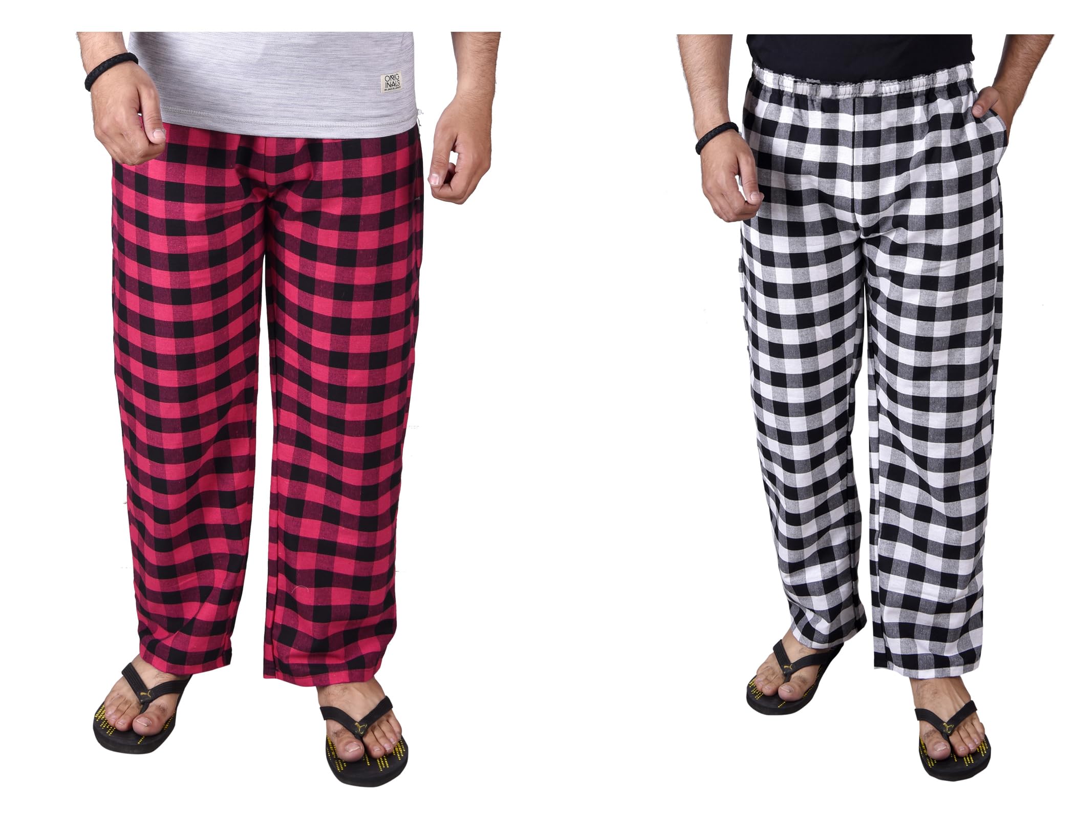 fusfus Men's Cotton Check Pyjama, Pack of 2 (FS410)-picture-17