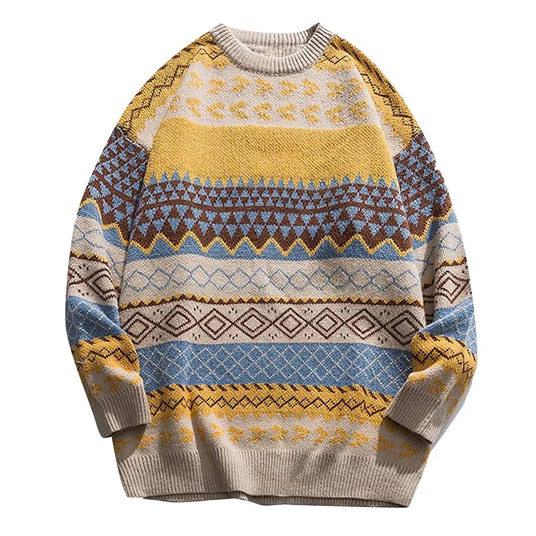 Maglione natalizio da uomo con scollo rotondo casual a righe maglione maglione caldo ispessito
